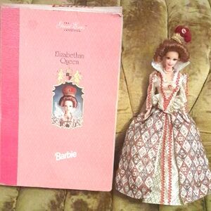 Collectible Barbie Elizabethan Queen Doll - Red and Cream Collection Series